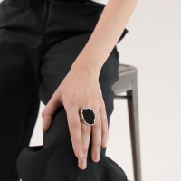 Кольцо &laquo;Стиль&raquo; массивный круг, цвет чёрный в чернёном серебре, 18 размер