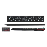 Пенал мягкий 1 отделение, 210 x 80 x 40 мм, Calligrata, с наполнением 4 предмета, универсальный, "Кот"