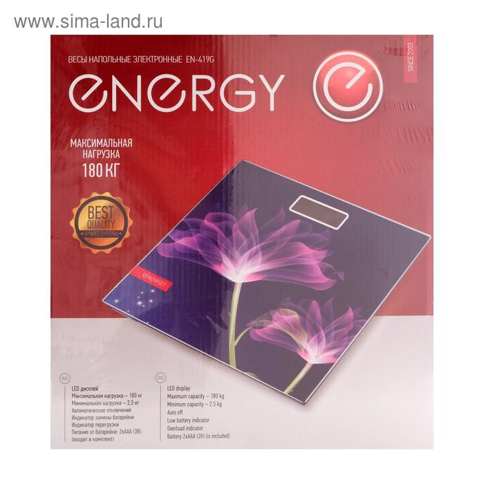 Весы напольные ENERGY EN-419G, электронные, до 180 кг, 1хCR2032, стекло, картинка Весы напольные ENERGY EN-419G, электронные, до 180 кг, 1хCR2032, стекло, картинка "цветы"