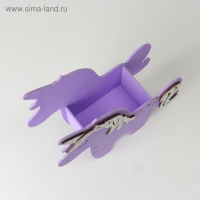 Кашпо деревянное 21.5&times;7&times;21 см уникальное "Единорог", сиреневый белый