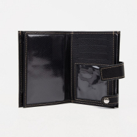 Портмоне мужское на кнопке 3 в 1, отдел для автодокументов и паспорта, цвет чёрный