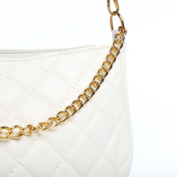 Сумка багет на молнии, цвет белый