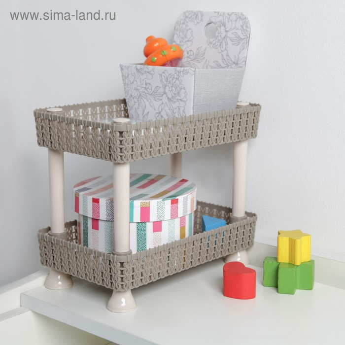 Этажерка настольная 2 яруса &laquo;Плетение&raquo;, 24&times;15&times;20 см, цвет МИКС