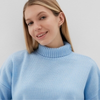 Джемпер вязаный женский MINAKU: Knitwear collection цвет голубой, р-р 46-48 Джемпер вязаный женский MINAKU: Knitwear collection цвет голубой, р-р 46-48