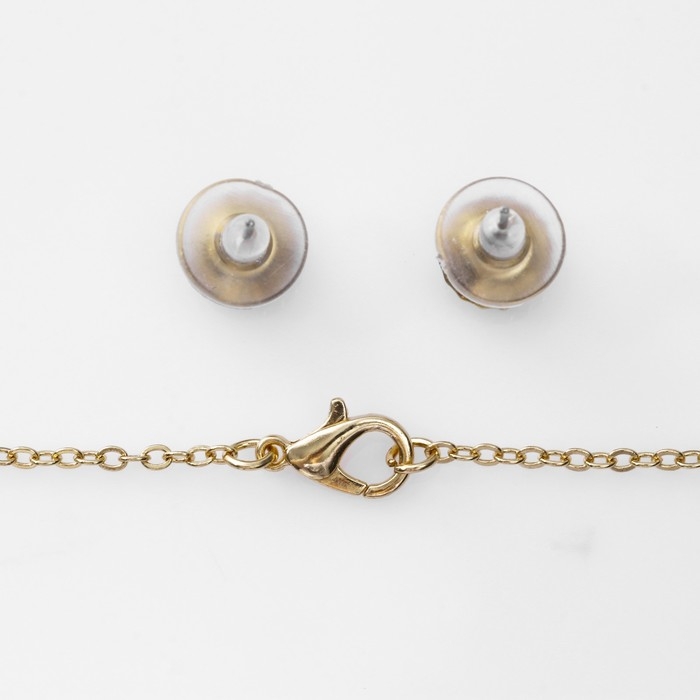 Гарнитур 2 предмета: серьги, кулон &laquo;Сердце&raquo; леди, цвет сине-белый в золоте, 48 см