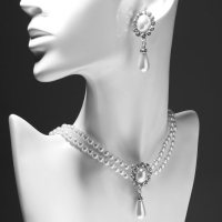 Набор 2 предмета: серьги, колье &laquo;Антуанетта&raquo; вспышка, цвет белый в серебре, 40 см