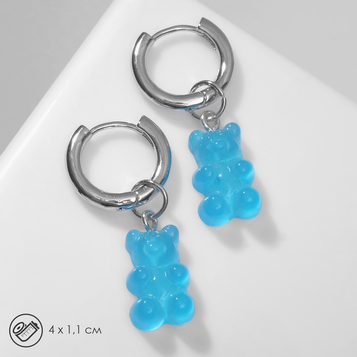 Серьги ассорти &laquo;Мармеладные мишки&raquo; трансформер, цвет голубой в серебре