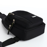 Сумка-слинг из текстиля, 3 наружных кармана, цвет чёрный Сумка-слинг из текстиля, 3 наружных кармана, цвет чёрный