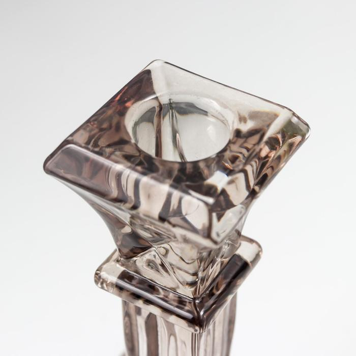 Подсвечник стекло на 1 свечу Подсвечник стекло на 1 свечу "Колонна прямоугольная" фиолет прозрачный 16х8,6х8,6 см