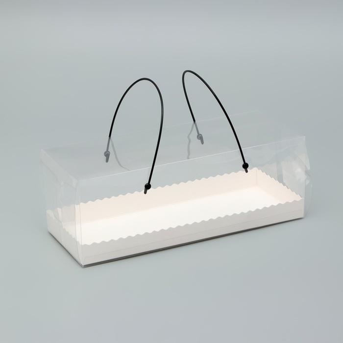 Коробка под рулет с ручками, белая 27,5 х 11 х 10 см. Кондитерская упаковка Коробка под рулет с ручками, белая 27,5 х 11 х 10 см. Кондитерская упаковка