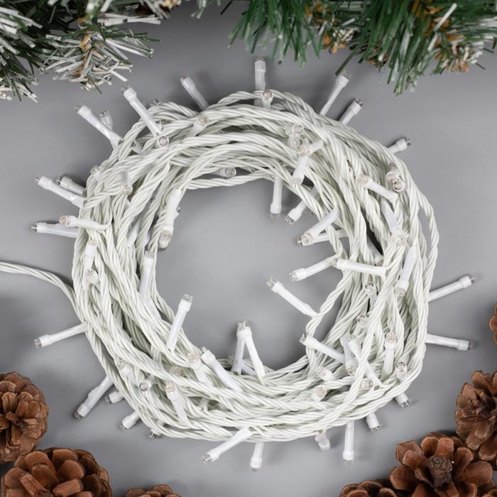 Гирлянда &laquo;Нить&raquo; 10 м, IP20, белая нить, 100 LED, свечение красное, 8 режимов, 220 В