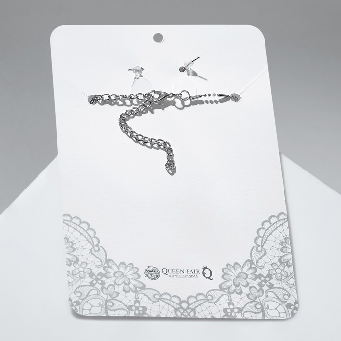 Набор 2 предмета: серьги, колье Wedding, цвет белый в серебре, 50 см Набор 2 предмета: серьги, колье Wedding, цвет белый в серебре, 50 см