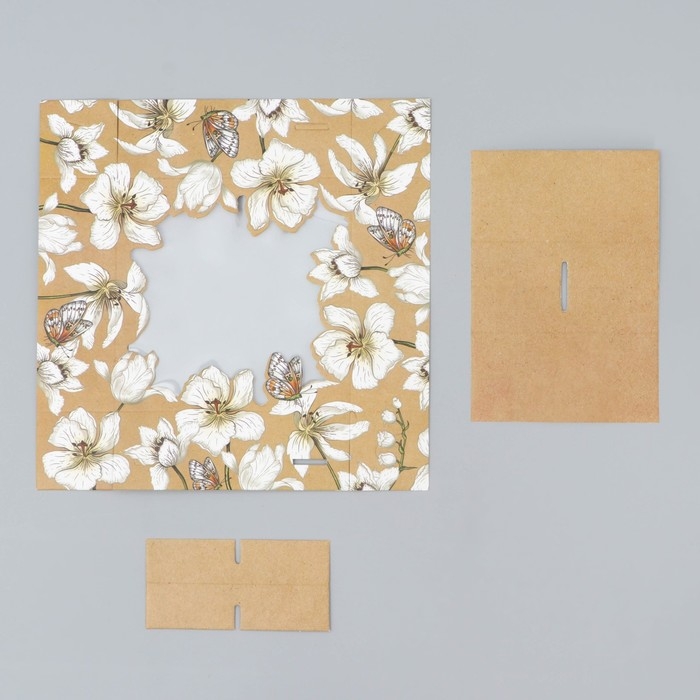 Коробка для конфет, кондитерская упаковка, 4 ячейки, &laquo;Крафт&raquo;, 10.5 х 10.5 х 3.5 см