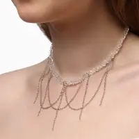 Колье "Дуга" водопад, цвет белый в серебре