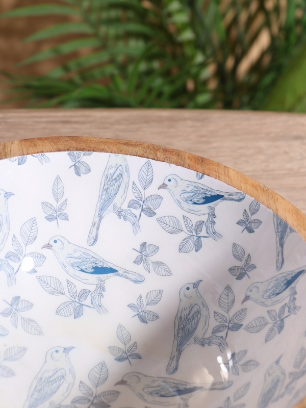 Салатник &laquo;Синие птицы&raquo;, 25&times;25&times;10 см, дерево манго