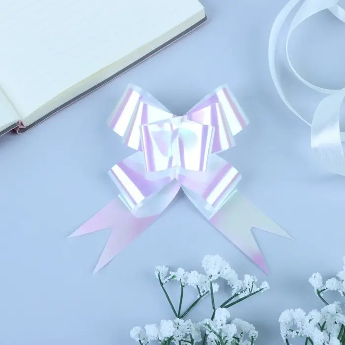 Бант - бабочка №3, перламутровый, белый