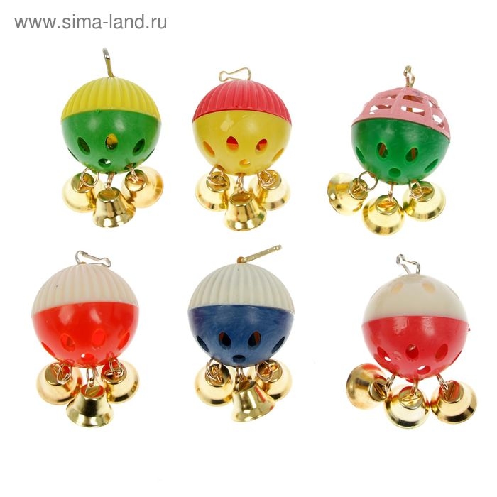 Игрушка для попугая Игрушка для попугая "Забава" с 3 колокольчиками, микс