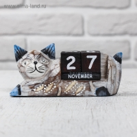 Деревянный календарь "Кошка" 13х4х6,5 см