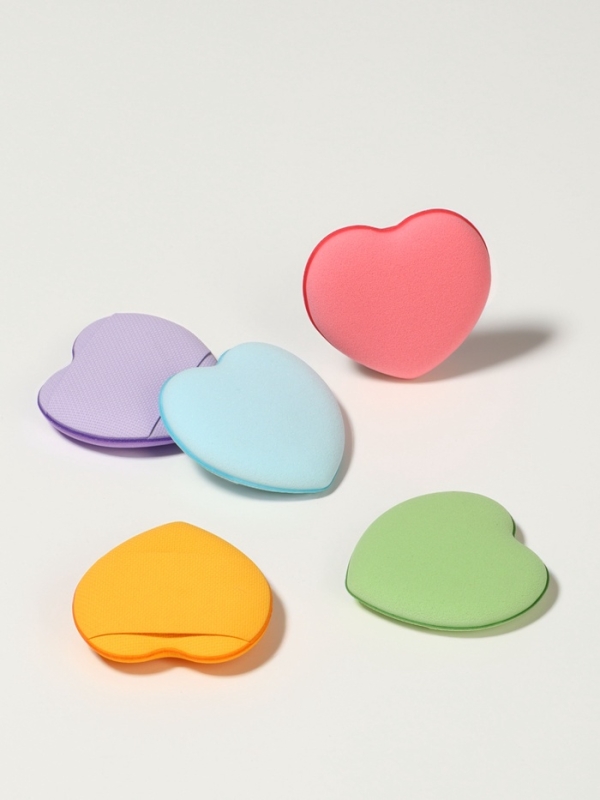 Набор спонжей д/макияжа сердце (наб 5шт цена за наб) латекс МИКС пакет QF