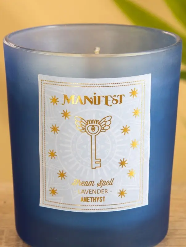 Свеча в стекле с камнем Manifest лаванда 200 гр соевый воск