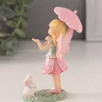 Сувенир полистоун "Девочка-фея под зонтиком с кроликом" 6,5х5х10,5 см