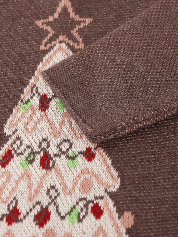 Джемпер вязаный новогодний Крошка Я "Новогодние игрушки" рост 80-86 см, цвет коричневый
