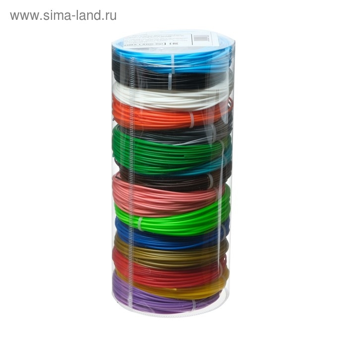 Комплект в тубусе 3Д ручка с дисплеем голубая + пластик PLA 15 цв/10 м+трафареты