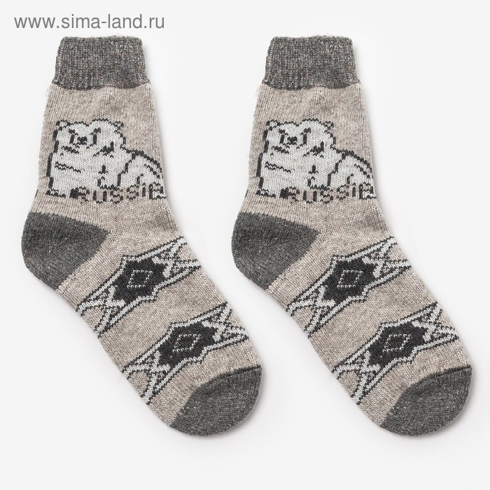 Носки мужские шерстяные «Белый медведь», цвет лён, размер 29 Носки мужские шерстяные «Белый медведь», цвет лён, размер 29