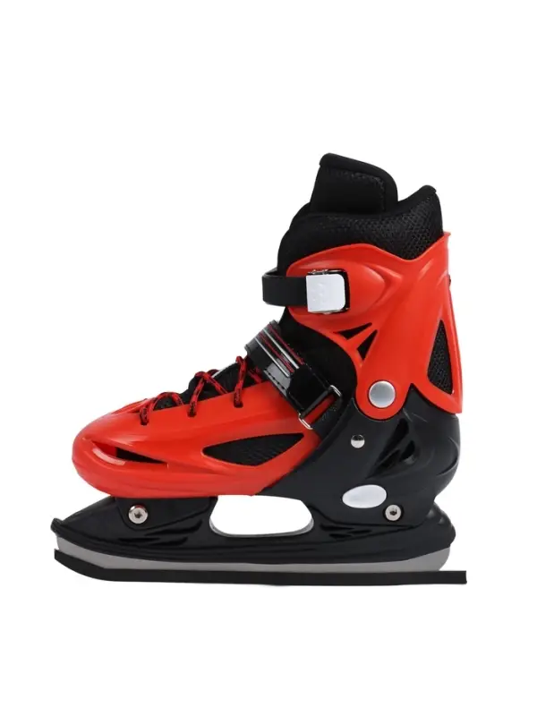 Коньки детские раздвижные BlackAqua, р. 30-33, для фитнеса, с роликовой платформой, красные, чёрные