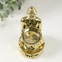 Подсвечник керамика на 1 свечу "Будда" d=4 см золото 8х11х22,5 см