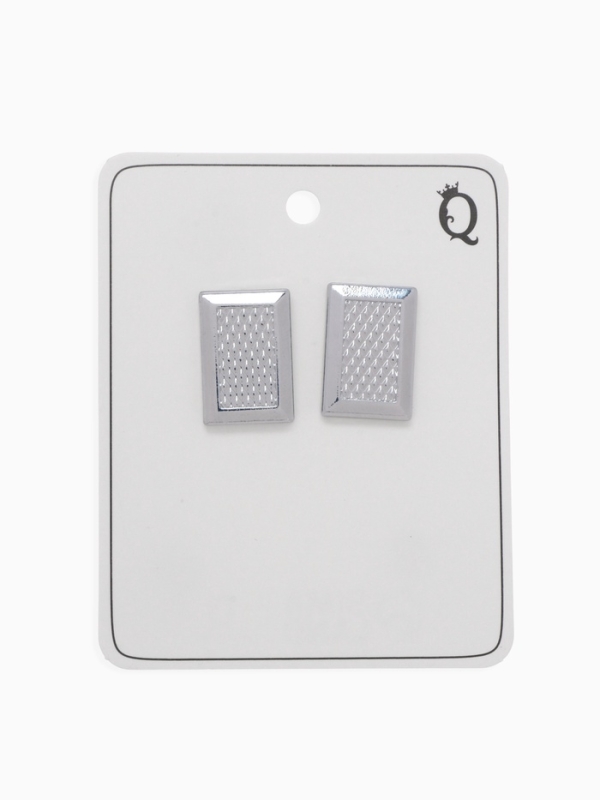 Запонки нержавеющая сталь &laquo;Прямоугольник&raquo; с точечным нанесением, цвет серебро