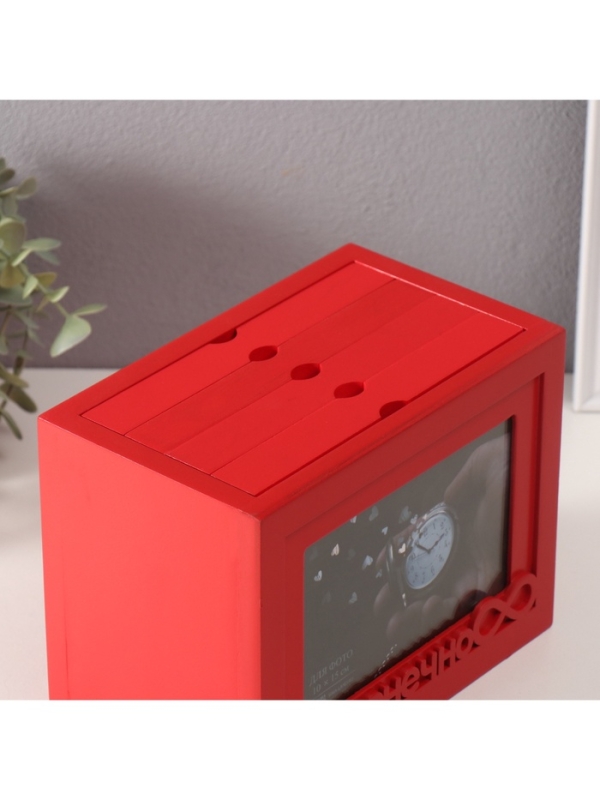 Фотоархив на 96 фото 10х15 см + рамка 10х15 см "Бесконечно" красный 20х15х12 см