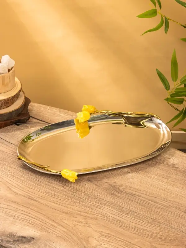 Поднос "Тюльпаны" 41х28х5 см, нержавеющая сталь