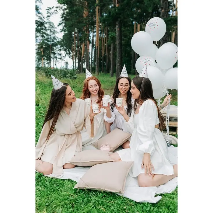 Тарелка одноразовая бумажная Happy Birthday, 18 см