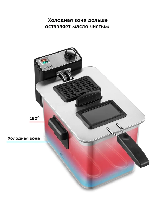 Фритюрница электрическая со съемной чашей КТ-4053 - 2000 Вт