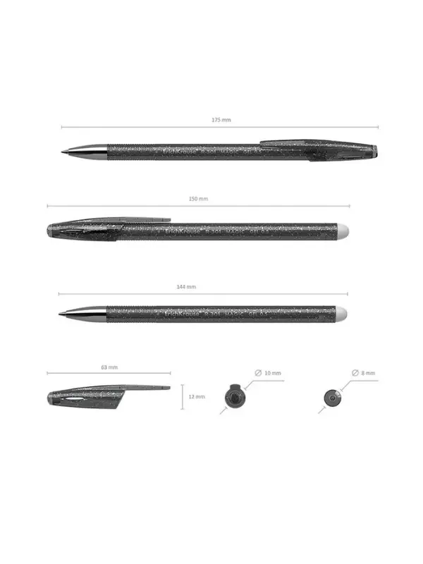 Ручка гелевая стираемая ErichKrause R-301 Magic Gel, узел 0.5 мм, чернила чёрные, длина письма 200 м, цена за 1 шт.