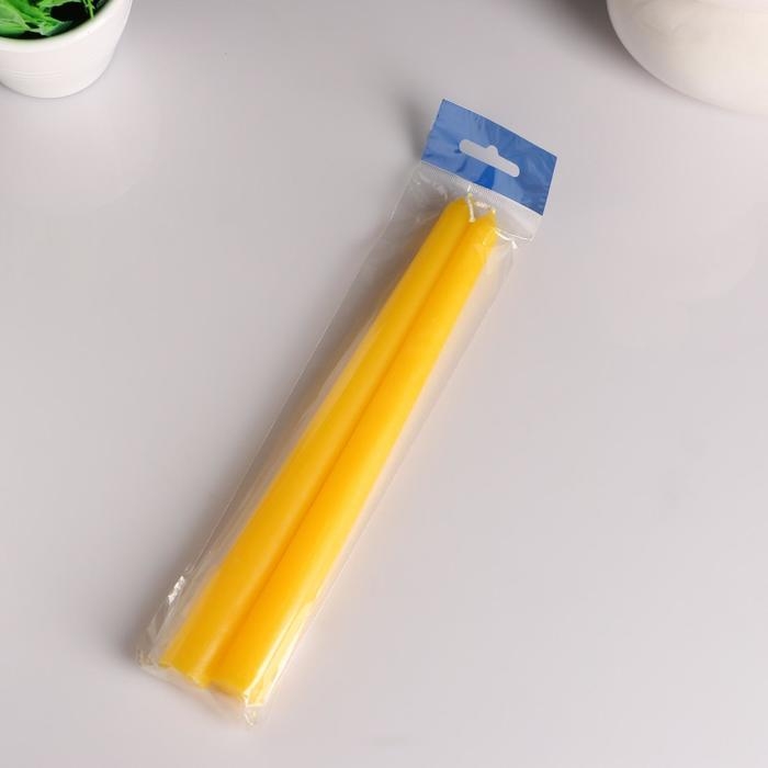 Набор свечей античных, 2,2х 25  см, лакированная 2 штуки, жёлтый