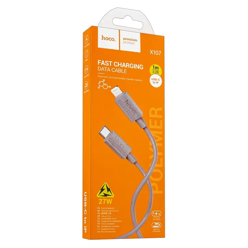 Кабель X107 Type-C на Lightning 1M 27W HOCO серый