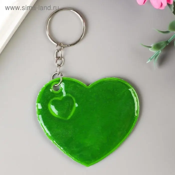Светоотражающий брелок для ключей на кольце &laquo;Сердечко&raquo;, пластик, 5.5&times;5.5 см, МИКС