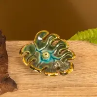 Подставка под благовония &laquo;Лист&raquo;, 8&times;7&times;2 см, керамика, зелёная