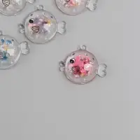 Подвеска для творчества акрил "Рыбка" с глиттером светится в темноте МИКС 2,6х3,1х1 см