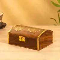 Шкатулка "Глу" 18х12,8х8 см, дерево шишам, латунь