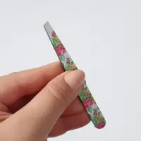 Пинцет скошенный, широкий, 9.5 см, МИКС