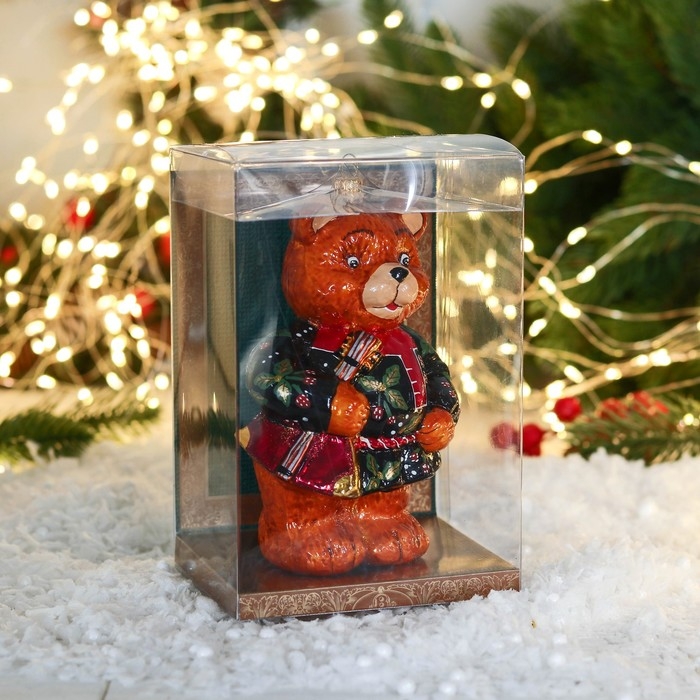 Елочное украшение "Мишка с балалайкой" 15 см, микс