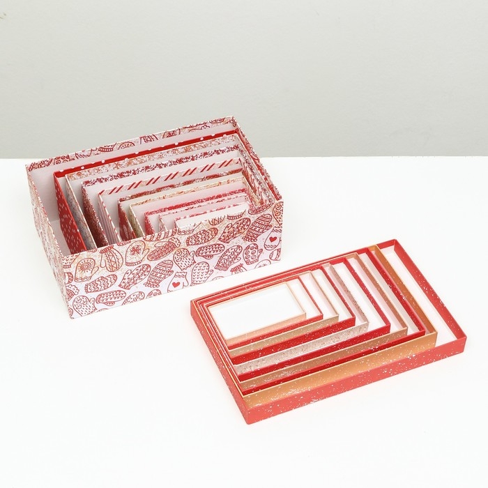 Набор подарочных новогодних коробок 10 в 1 "Исполнения желаний", 30 х 19 х 11,5 - 11 х 6 х 4 см. Новый год