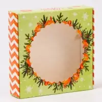 Подарочная коробка сборная с окном &laquo;Новый год&raquo;, 11.5&times;11.5&times;3 см