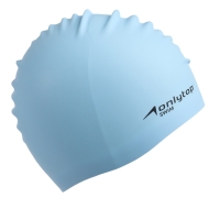 Шапочка для плавания силиконовая 56 гр, цвет голубой