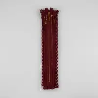 Молния металлическая, №3, неразъёмная, замок автомат, 30 см, бордовая