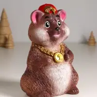 Копилка "Хомяк в кепке" 20 см, коричневый