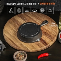 Сковорода чугунная Magma &laquo;Вилфред&raquo;, 13,5&times;3,5 см, с 2 сливами и чугунной ручкой